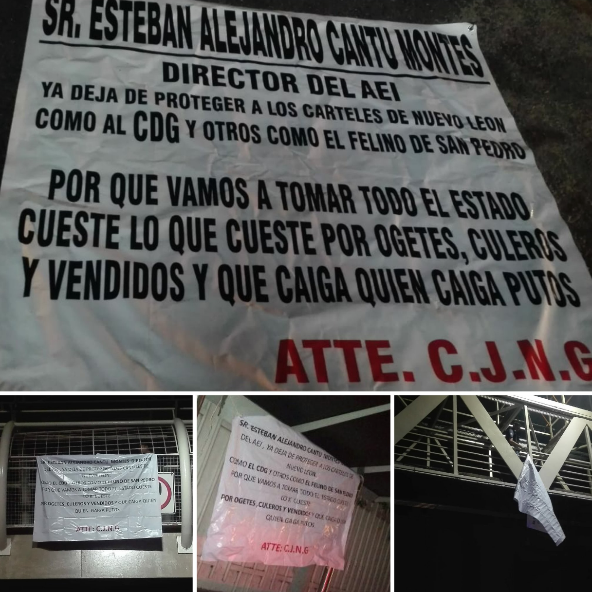 Aparecen narcomantas en Monterrey; amenazan al director de la Agencia de Investigaciones