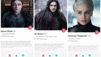 Perfiles de Tinder con personajes de Game of Thrones