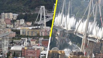 Así se vio la impresionante demolición del Puente Morandi en Génova