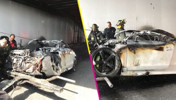 ¡Ouch! Se incendió un Audi en el bajo puente de Circuito Interior; no hay lesionados