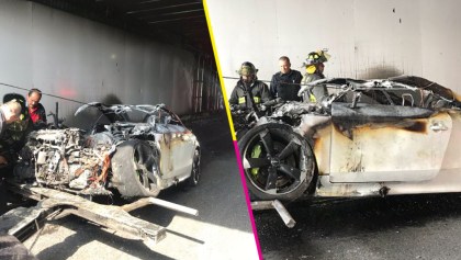 ¡Ouch! Se incendió un Audi en el bajo puente de Circuito Interior; no hay lesionados