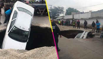 ¿Y luego? Dos carros caen en un socavón en El Chamizal, Ecatepec