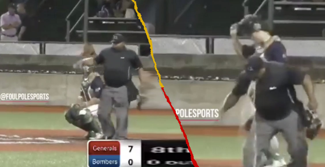 Umpire detuvo un partido de beisbol para vomitar en el campo 冷