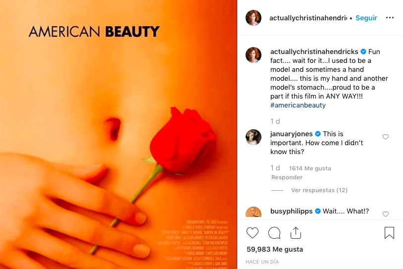 A 20 años de “American Beauty”, ella es la modelo que aparece en el póster 