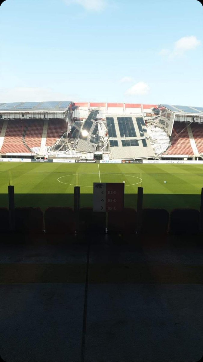 Estadio del AZ Alkmaar sufrió un ‘derrumbe parcial’ por fuertes vientos