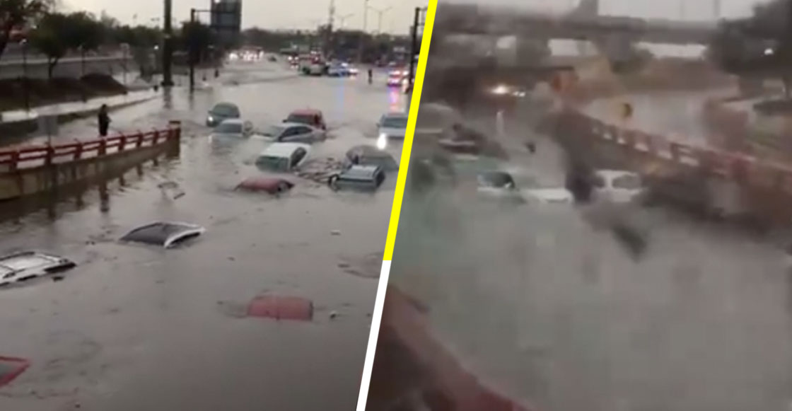 Fuertes lluvias en Nuevo León provocan inundaciones y dejan a varios vehículos varados