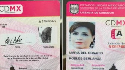 La licencia de conducir falsa que la FGR presentó para que le dieran prisión preventiva a Rosario Robles.