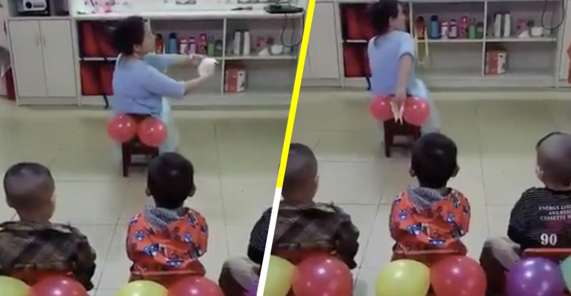 Maestra de kinder le enseña a sus alumnos a limpiarse con papel higiénico con ayuda de... ¿globos?