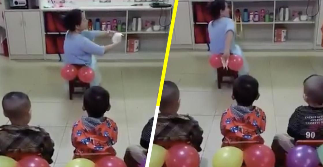 Maestra de kinder le enseña a sus alumnos a limpiarse con papel higiénico con ayuda de... ¿globos?