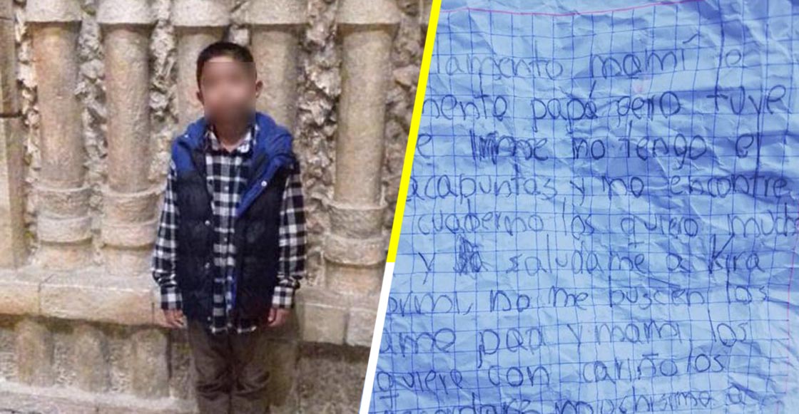 Niño de 8 años escapa de su casa por perder sus útiles escolares; deja una carta a sus padres