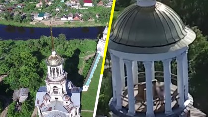 Un mundo nos vigila: Drone capta a pareja echando pasión en una iglesia