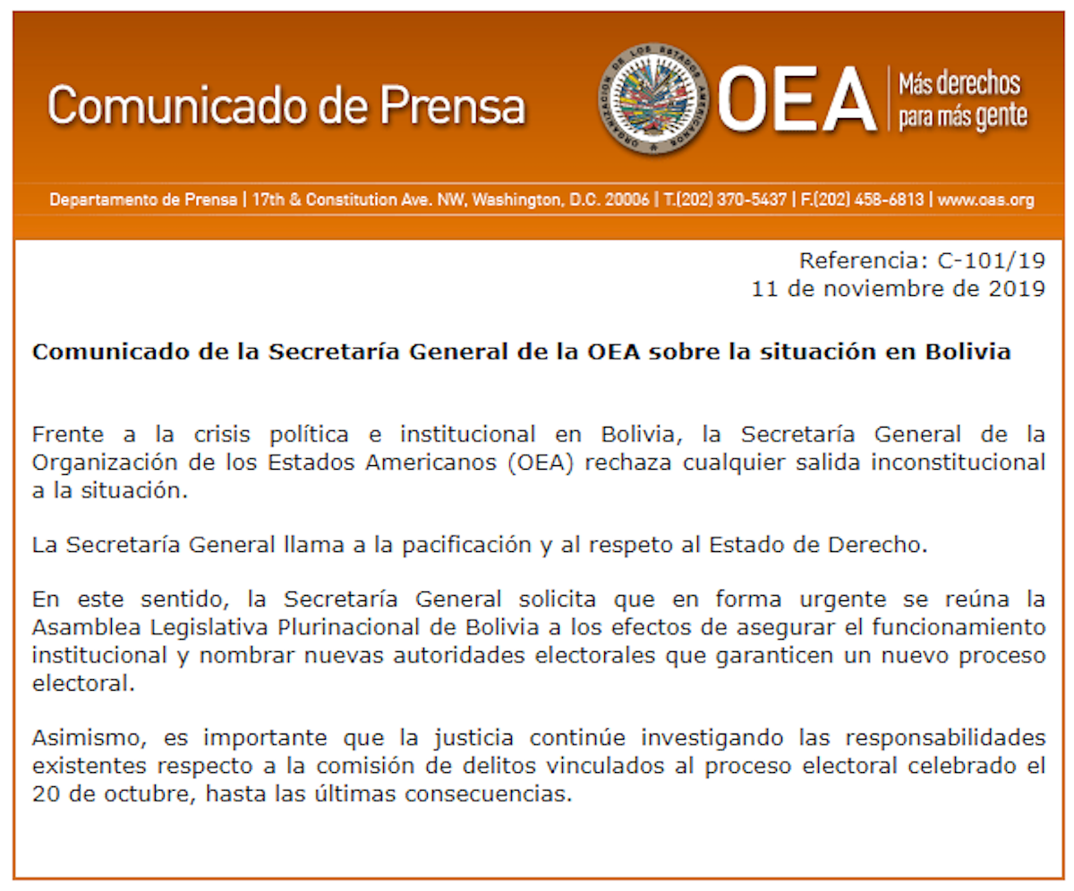 Comunicado-OEA-bolivia-elecciones