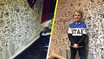 Niño que era regañado por dibujar en clases es contratado para decorar un restaurante