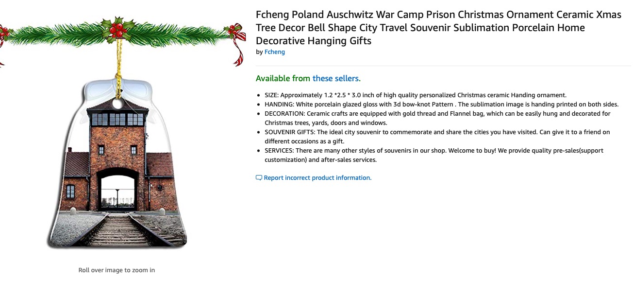 ¿Pues a quién se le ocurre? Retiran productos navideños alusivos a Auschwitz en Amazon por críticas del Museo oficial