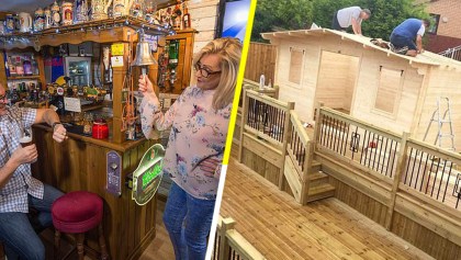 Mujer construye bar en su jardín para que su esposo no se escape por las noches con sus amigos