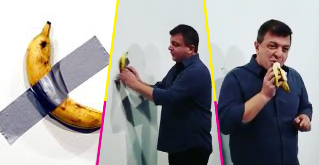 Museo exhibe plátano valuado en 120 mil dólares; llega un sujeto y se lo come