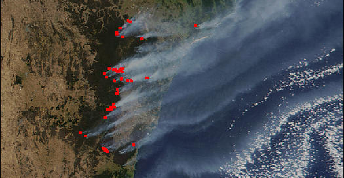 Así se ven los terribles incendios en Australia desde el espacio