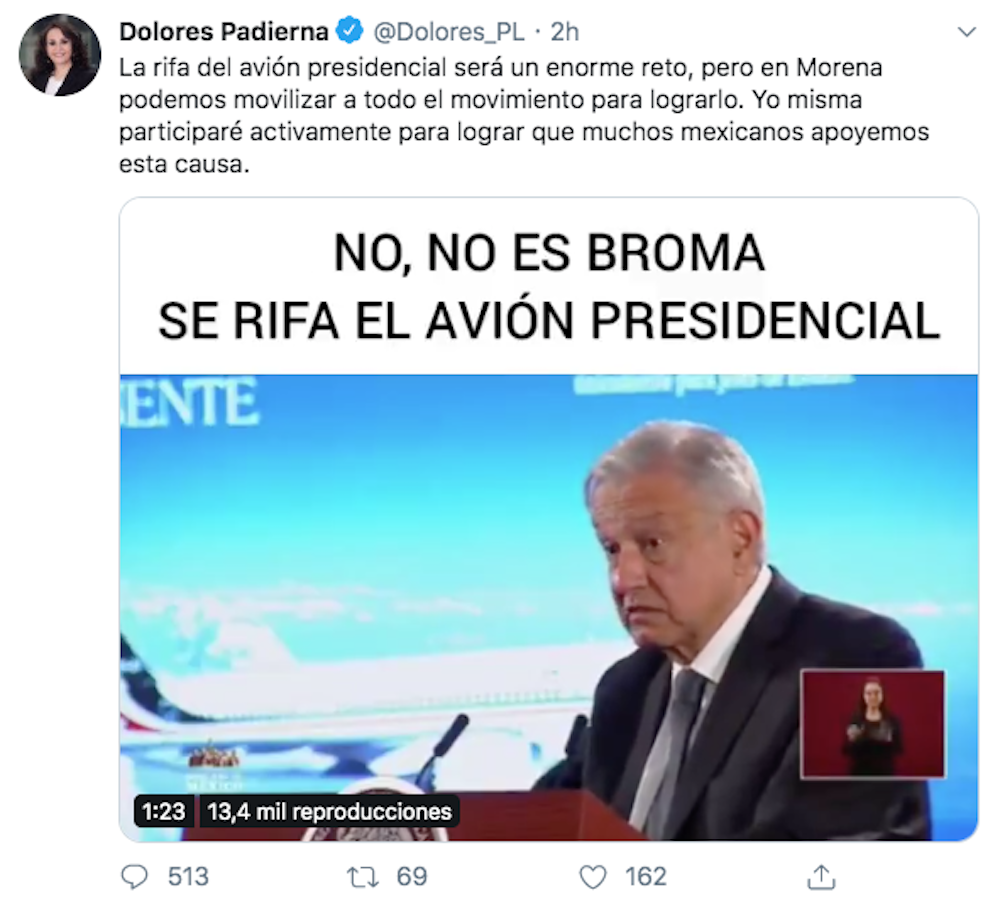 dolores-padierna-avión-presidencial-amlo