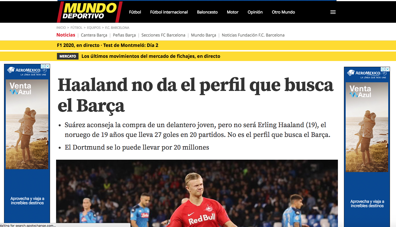 El día que Barcelona rechazó a Erling Haaland porque "no era el perfil que buscaban"