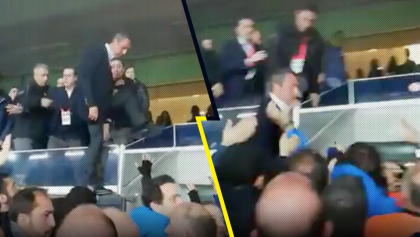 Fanatismo nivel: Presidente del Fenerbahce saltó del palco para agarrarse a golpes con los aficionados