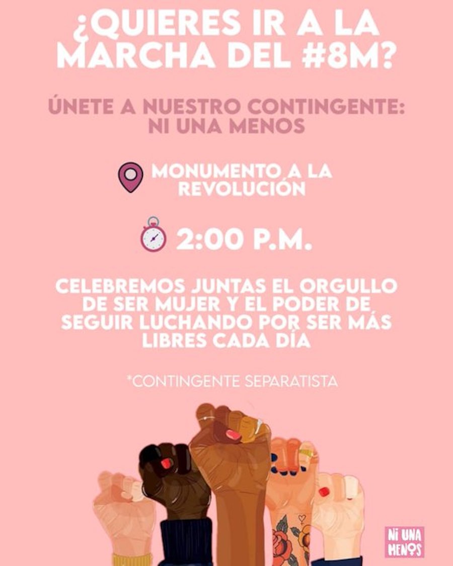 Verde, morado y rosa: Esta es la ruta, los contingentes y horarios de la marcha del 8M