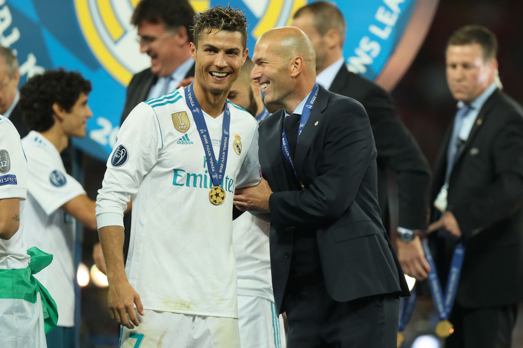 Cristiano Ronaldo y Zidane en la final de la Champions League 2018