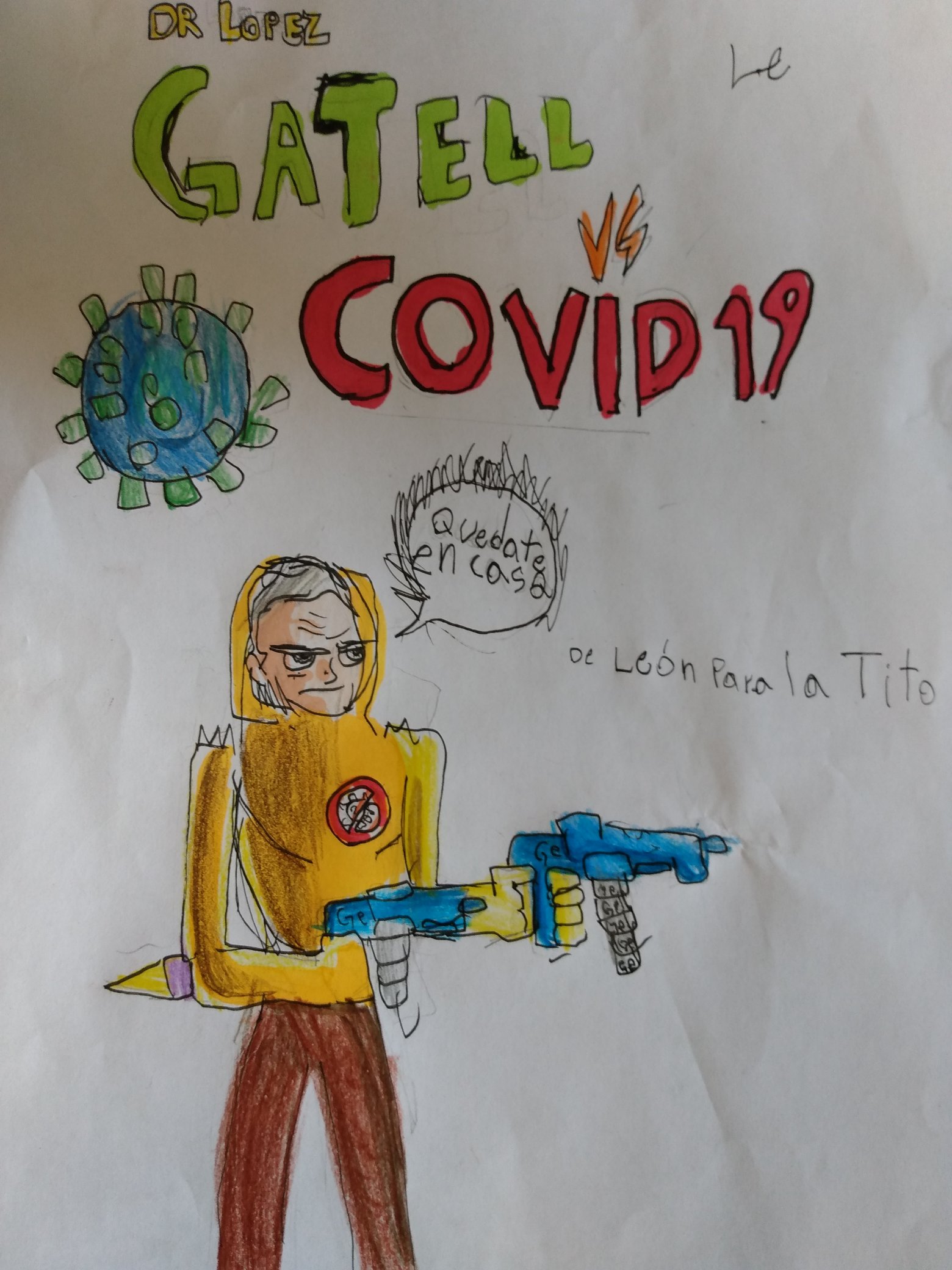 "Lo admiro mucho": Un niño de 9 años nos habla sobre su dibujo de López-Gatell contra el coronavirus
