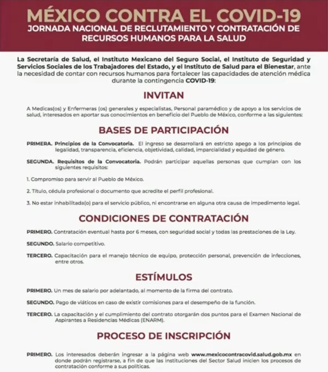 Esto es todo lo que ofrece la Secretaría de Salud a personal médico que se enfrentará al coronavirus en México