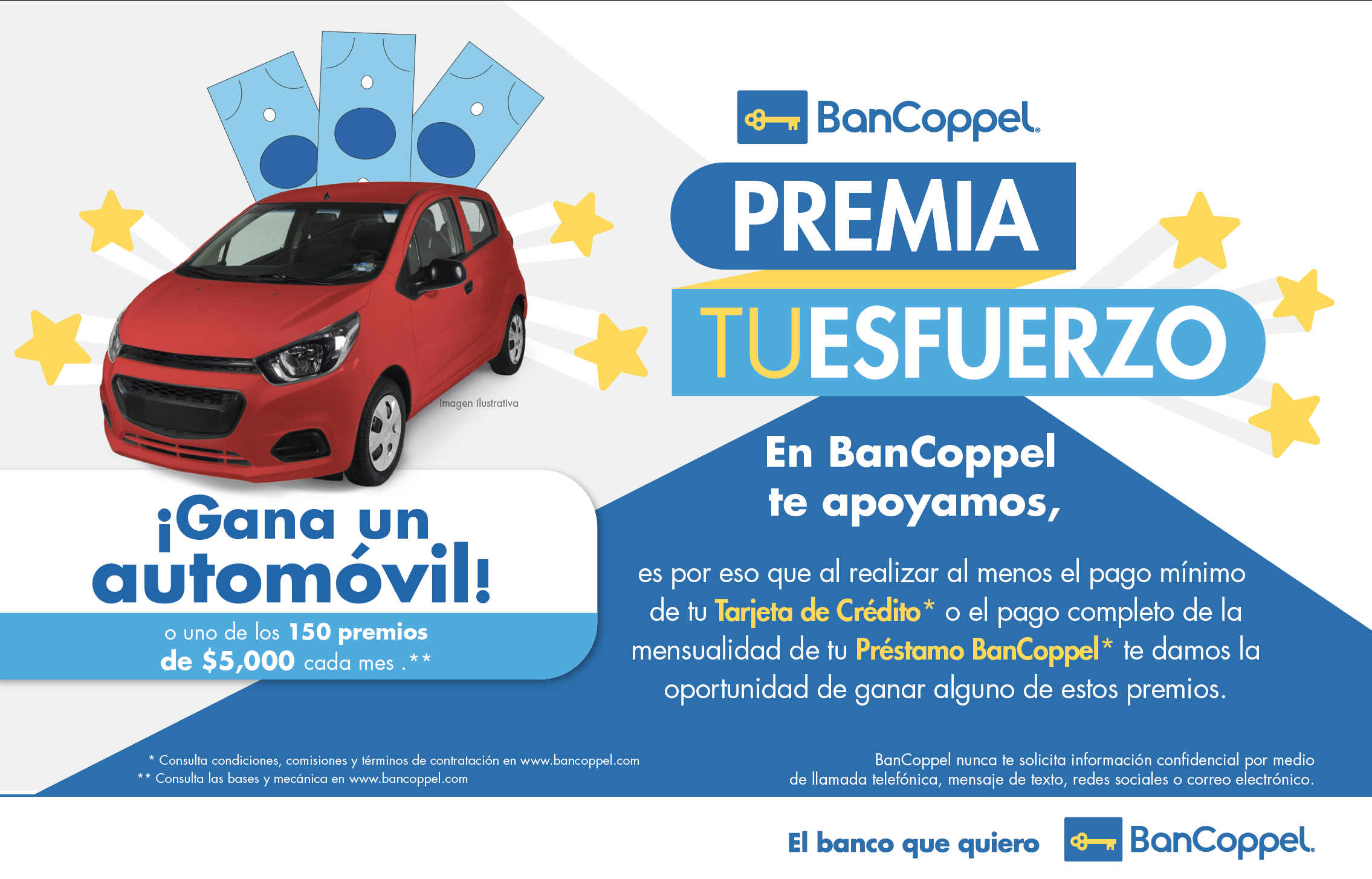 BanCoppel premia tu esfuerzo regala auto cinco mil pesos