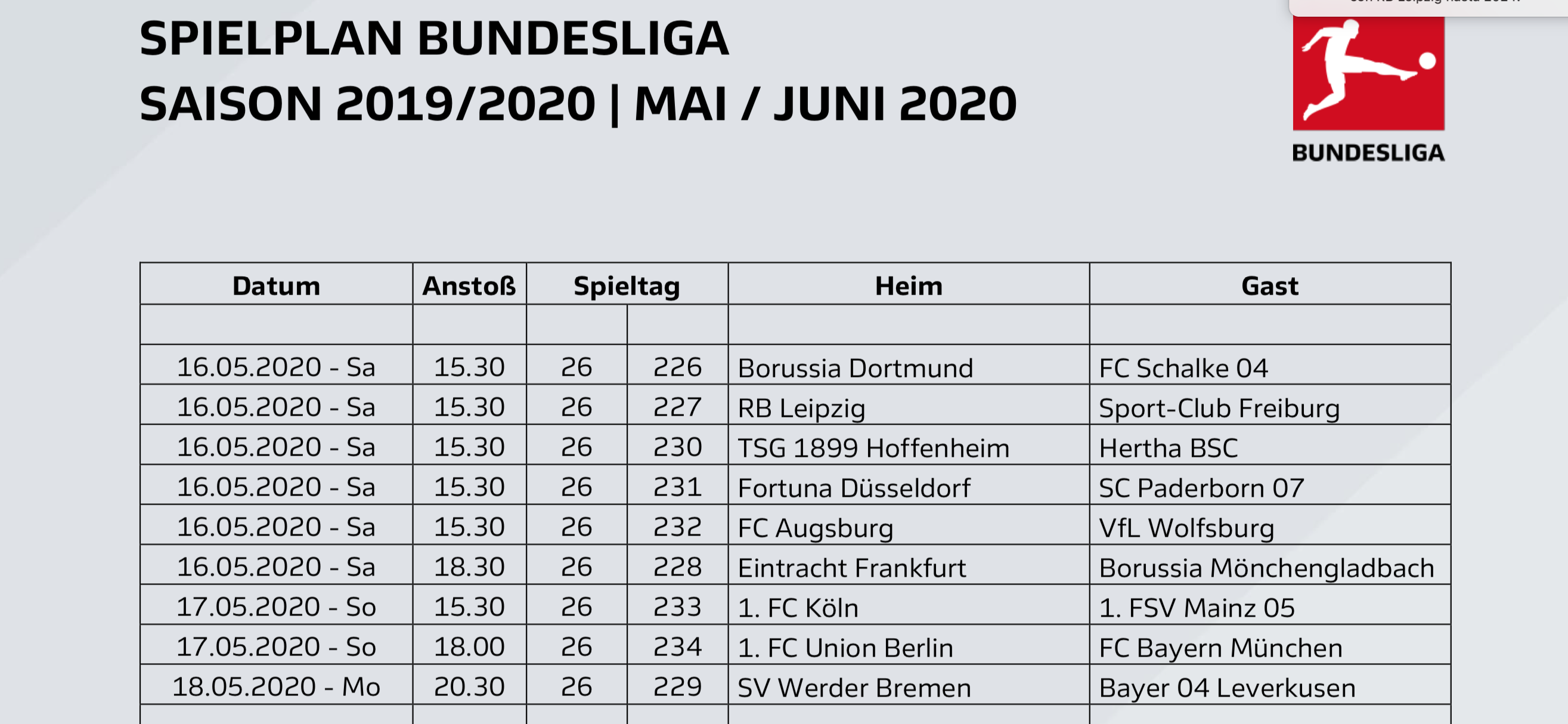 Fechas, horarios y todo sobre el regreso de la Bundesliga