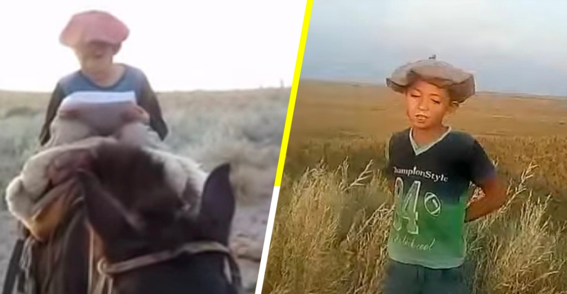 Niño de siete años sube un cerro a caballo para conseguir internet y enviar su tarea