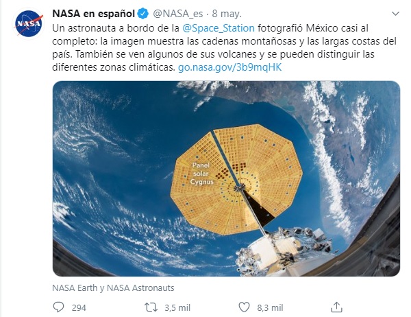 Foto de la NASA revela cómo se ve México desde el espacio 