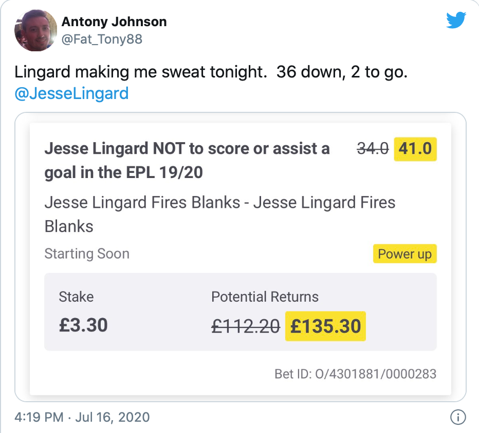 Mala suerte nivel: La historia del hombre que perdió 670 libras por el gol de Jesse Lingard al Leicester City