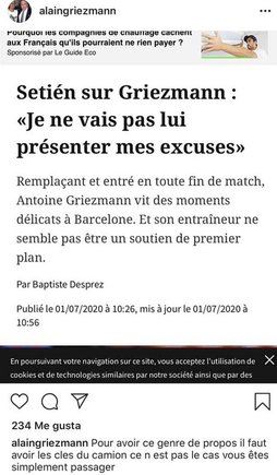 ¡Con todo! Familia de Antoine Griezmann criticó a Quique Setién