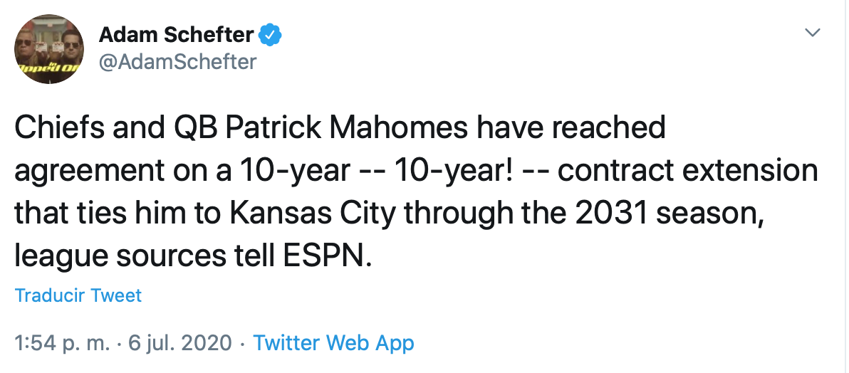 Al infinito y más allá: Este es el contrato histórico que tendría Patrick Mahomes con los Chiefs
