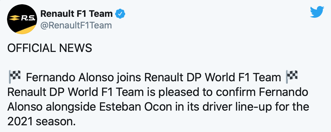 ¡Oficial! Fernando Alonso regresa a la Fórmula 1 con Renault