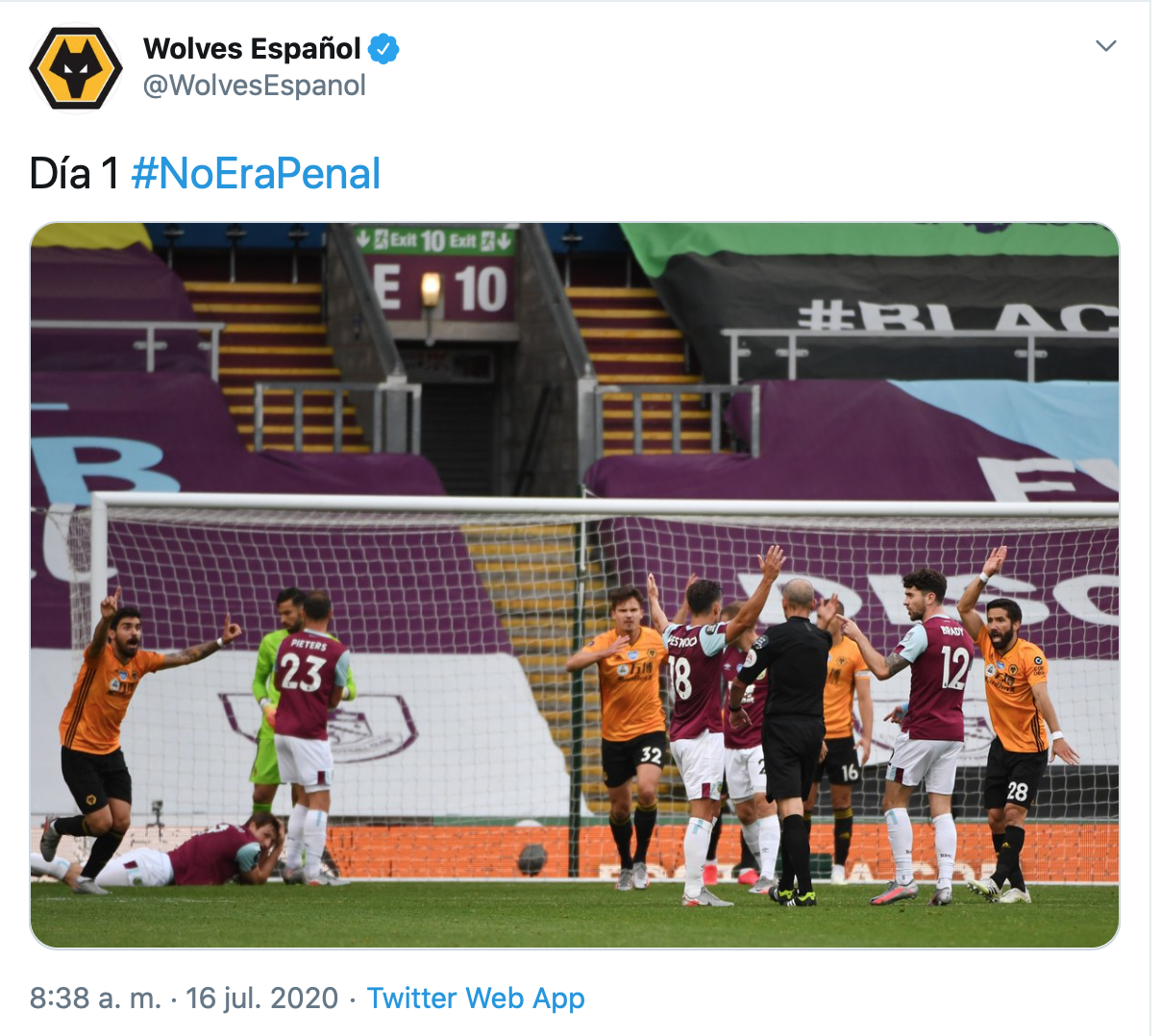 #NoEraPenal dicen los Wolves y así reaccionó la afición mexicana