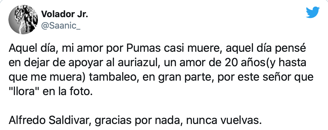 "Te vamos a extrañar": Así reaccionó la afición de Pumas y América a la salida de Alfredo Saldívar