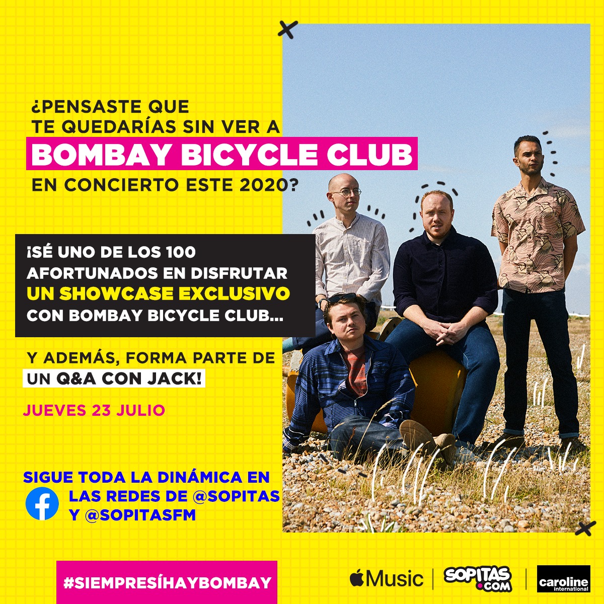 ¡SOPITAS.COM TE INVITA A UN SHOW EXCLUSIVO CON BOMBAY BICYCLE CLUB CON TODO Y Q&A!