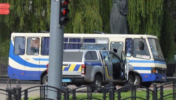 Toma de autobús en Lutsk, Ucrania