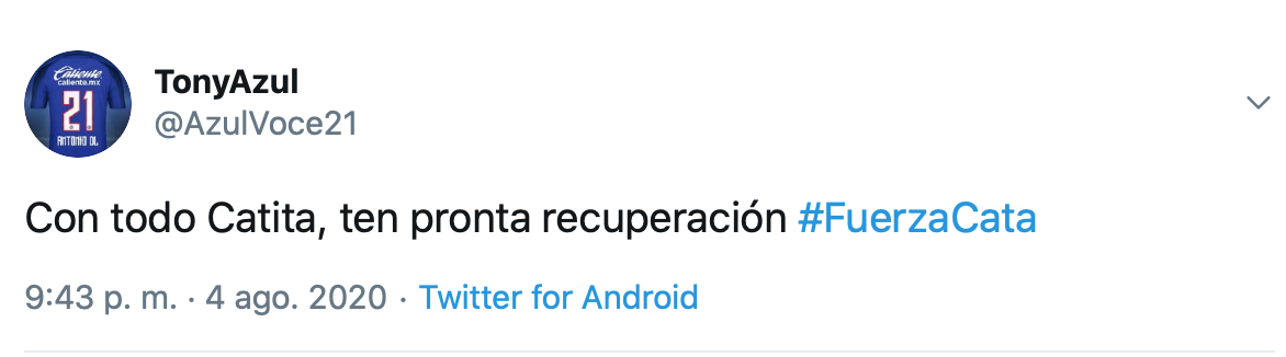 'Cata' Domínguez recibe mensajes de apoyo