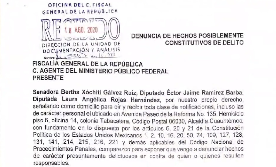 Denuncia Xóchitl Gálvez FGR