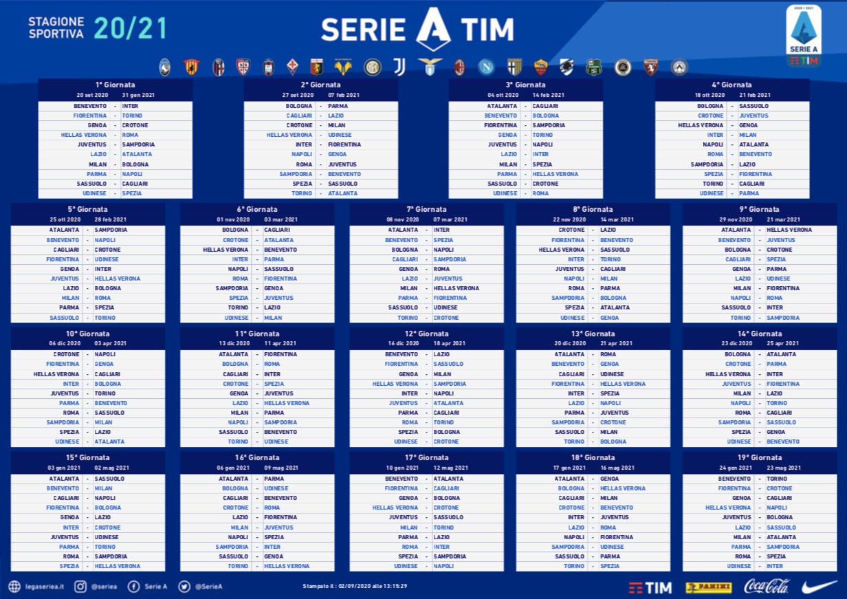 ¡Uno más! Este es el calendario completo de la Serie A 2020-2021