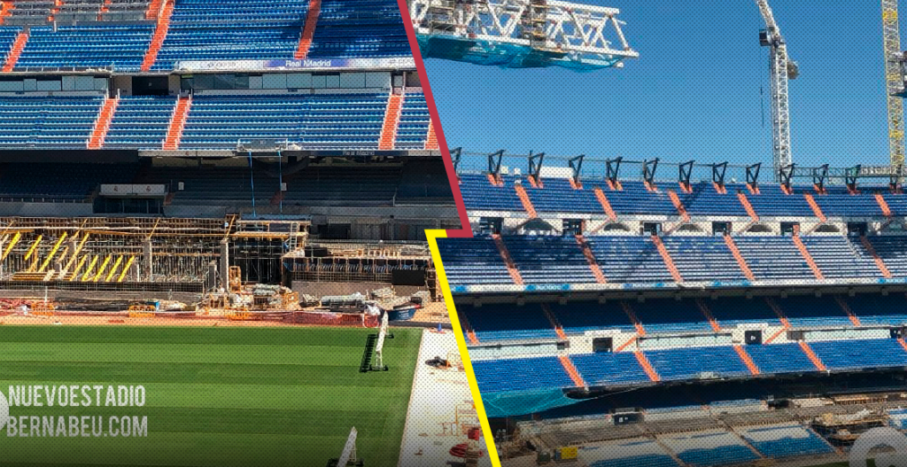 Así luce el Santiago Bernabéu, con cancha retráctil, a 3 meses intensos de remodelación