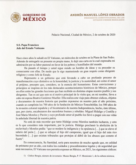 Esta es la carta que Beatriz Gutiérrez Müller le entregó al Papa de parte de AMLO