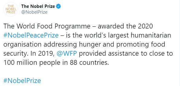 Programa Mundial de Alimentos NObel de la PAz