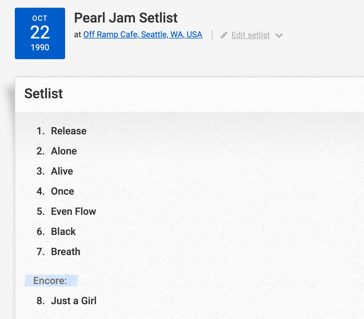 Así fue el primer concierto de Pearl Jam hace 30 años