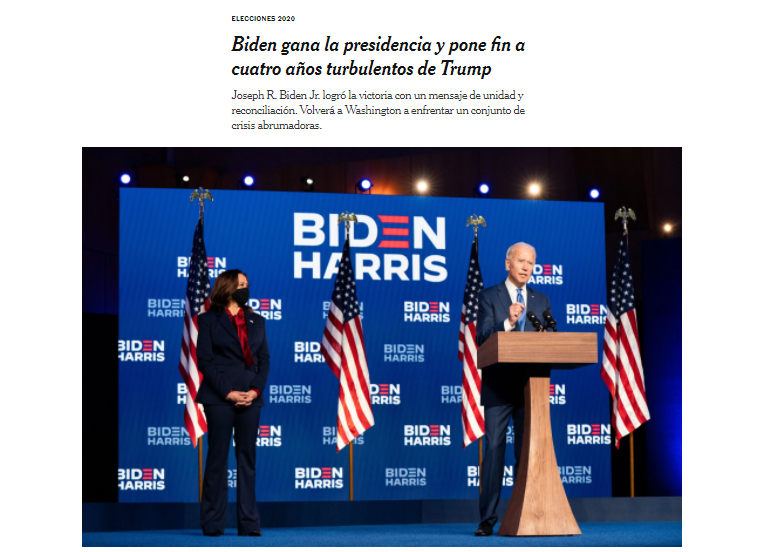 Así dieron a conocer los medios internacionales el triunfo de Joe Biden