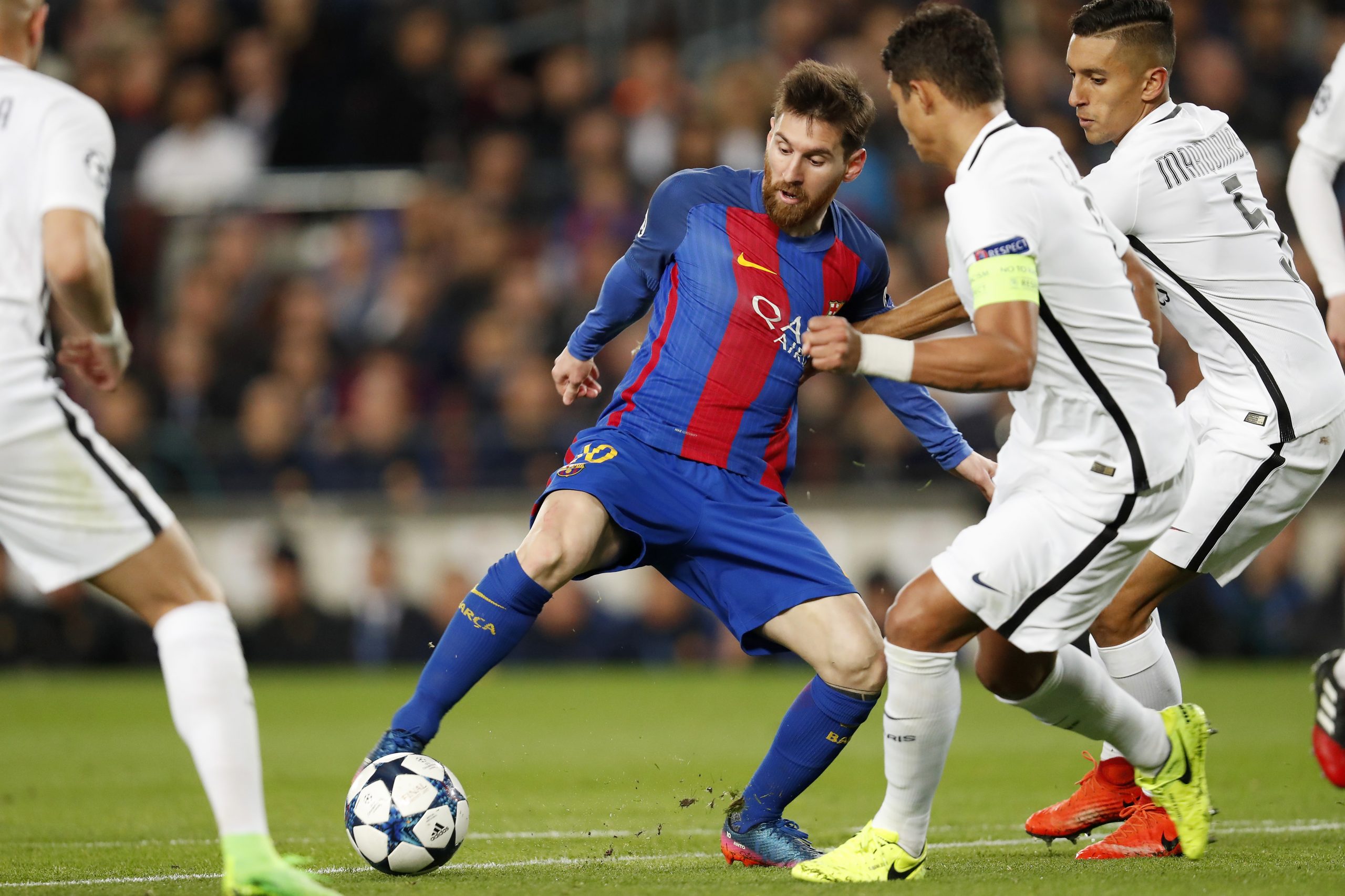 Messi vs Thiago Silva y Marquinhos