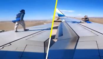 ¡WTF! Un hombre se aferró al ala de un avión que despegaba en Las Vegas